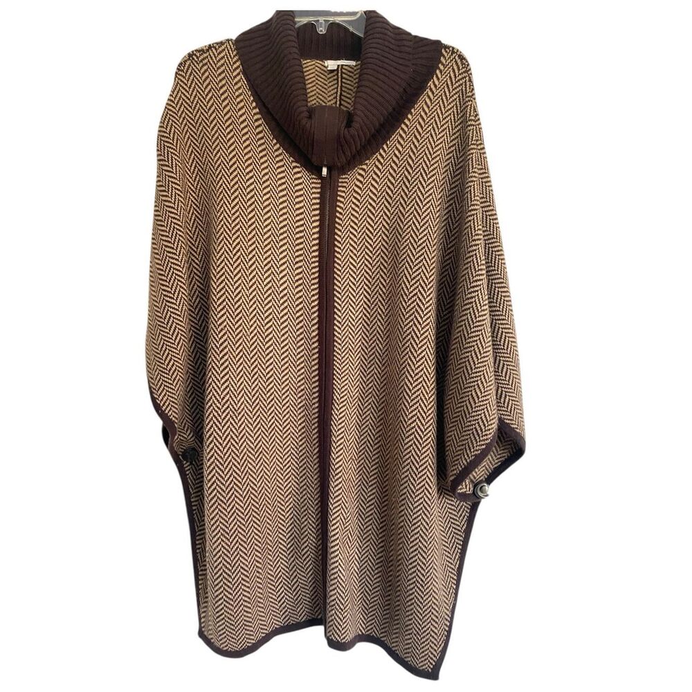 Halogen Full zip Cowl Neck Knit Poncho Ex M/L